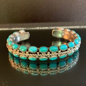 Native American Kingman Turquoise and Silver Women's Bracelet